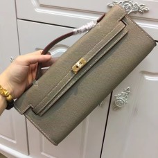 Hermes Kelly Cut 31cm Epsom Leren Clutch Olifant Grijs