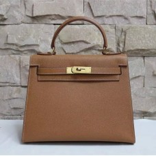 Hermes Kelly 28cm Epsom lederen handtas bruin goud