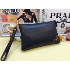 Prada leren etui voor heren 3318 zwart