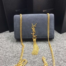 YSL Tassel Chain Bag 22cm Suède Leer Grijs