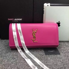 YSL Saint Laurent Clutch 27cm Glad Leer Rose