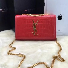 YSL Monogram Chain Bag 22cm Croco Rood Goud