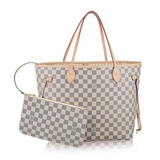 Louis Vuitton N41361 Neverfull MM Schoudertas Damier Azur Canvas