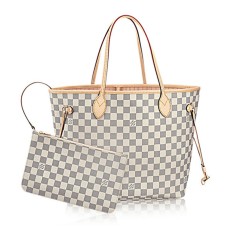 Louis Vuitton N41605 Neverfull MM Schoudertas Damier Azur Canvas